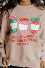 Apricot All I Want For Christmas Is You Ribbed Pullover Sweatshirt
