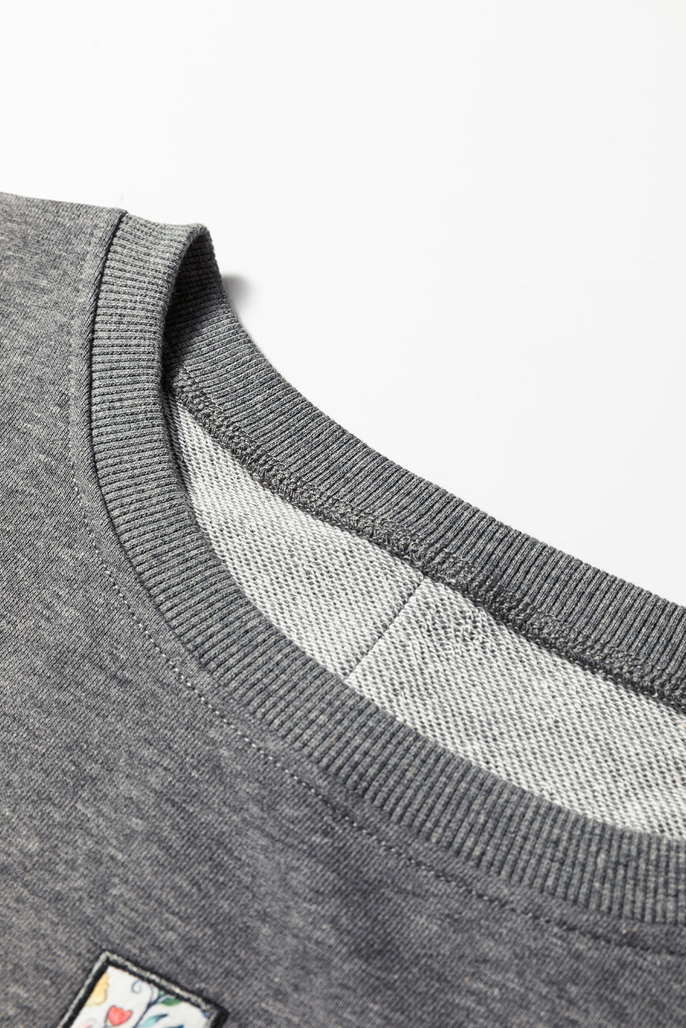 Dark Grey LOVE Graphic Exposed Seam Patchwork Uneven Hem Chic Sweatshirt