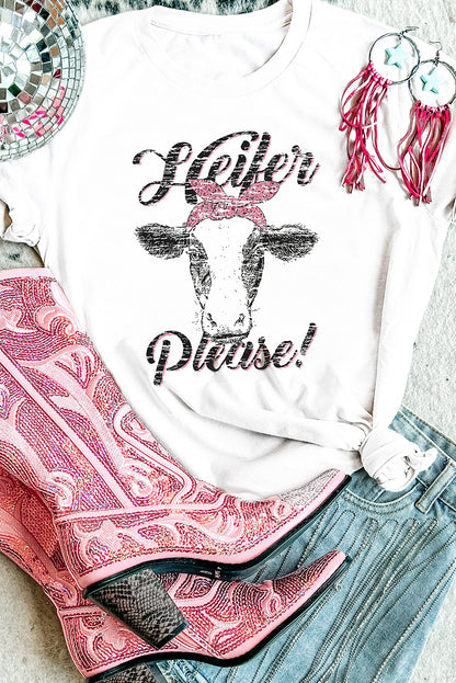 T-shirt à imprimé graphique mignon Heifer Please
