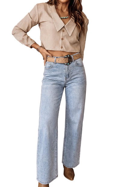 Beau Blue Sparkle Detail Western Casual Shift Jeans
