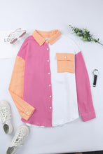 Color Block Textured Long Sleeve Shirt with Pocket