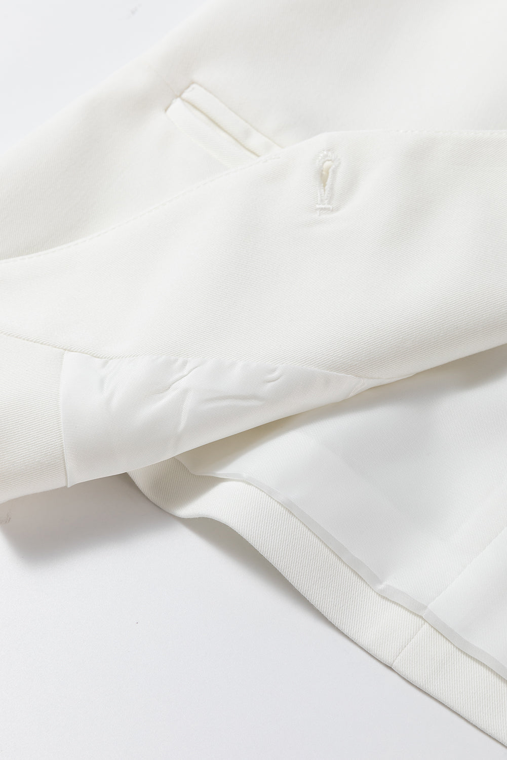 Gilet de costume blanc uni à col en V et boutons