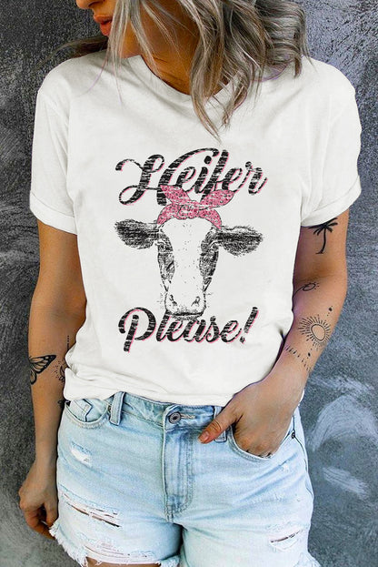 T-shirt à imprimé graphique mignon Heifer Please