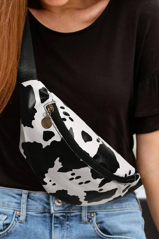 Riñonera Cremallera Estampada Lunares Animales Mostaza