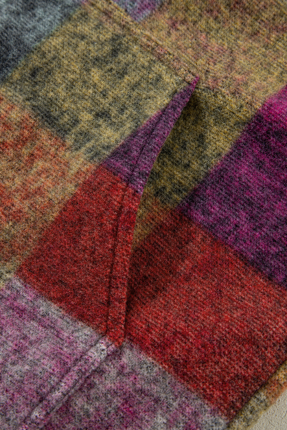 Gilet ample zippé à imprimé écossais multicolore avec poches latérales