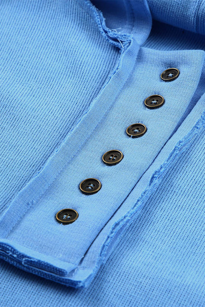 Sweat à capuche décontracté à boutons et bordures patchwork unies 