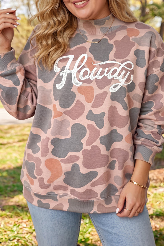 Multicolour Camouflage Western Graphic Plus Size Sweatshirt