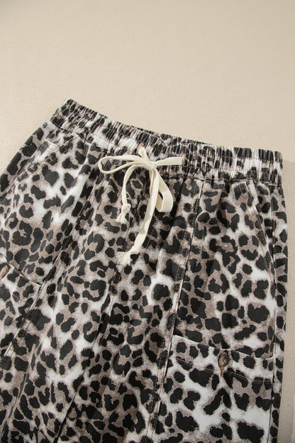 Black Leopard Print Drawstring Jogger Jeans