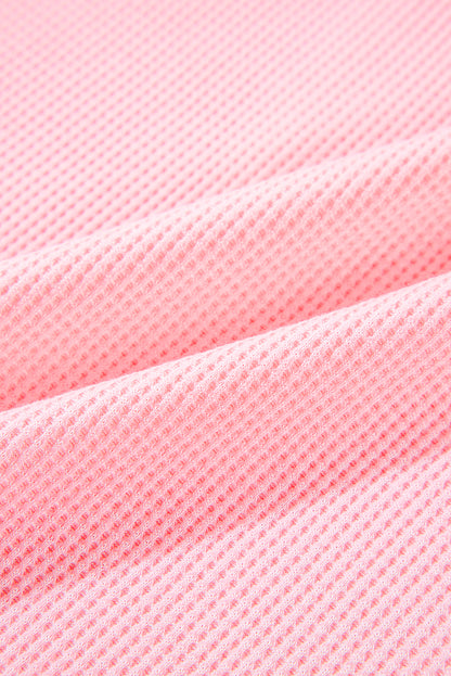 Ensemble t-shirt et short côtelé rose grande taille à coutures apparentes