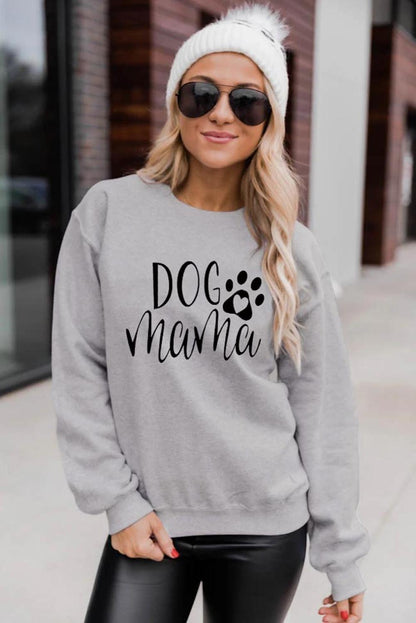 Dog MAMA Graphic Print Long Sleeve Sweatshirt
