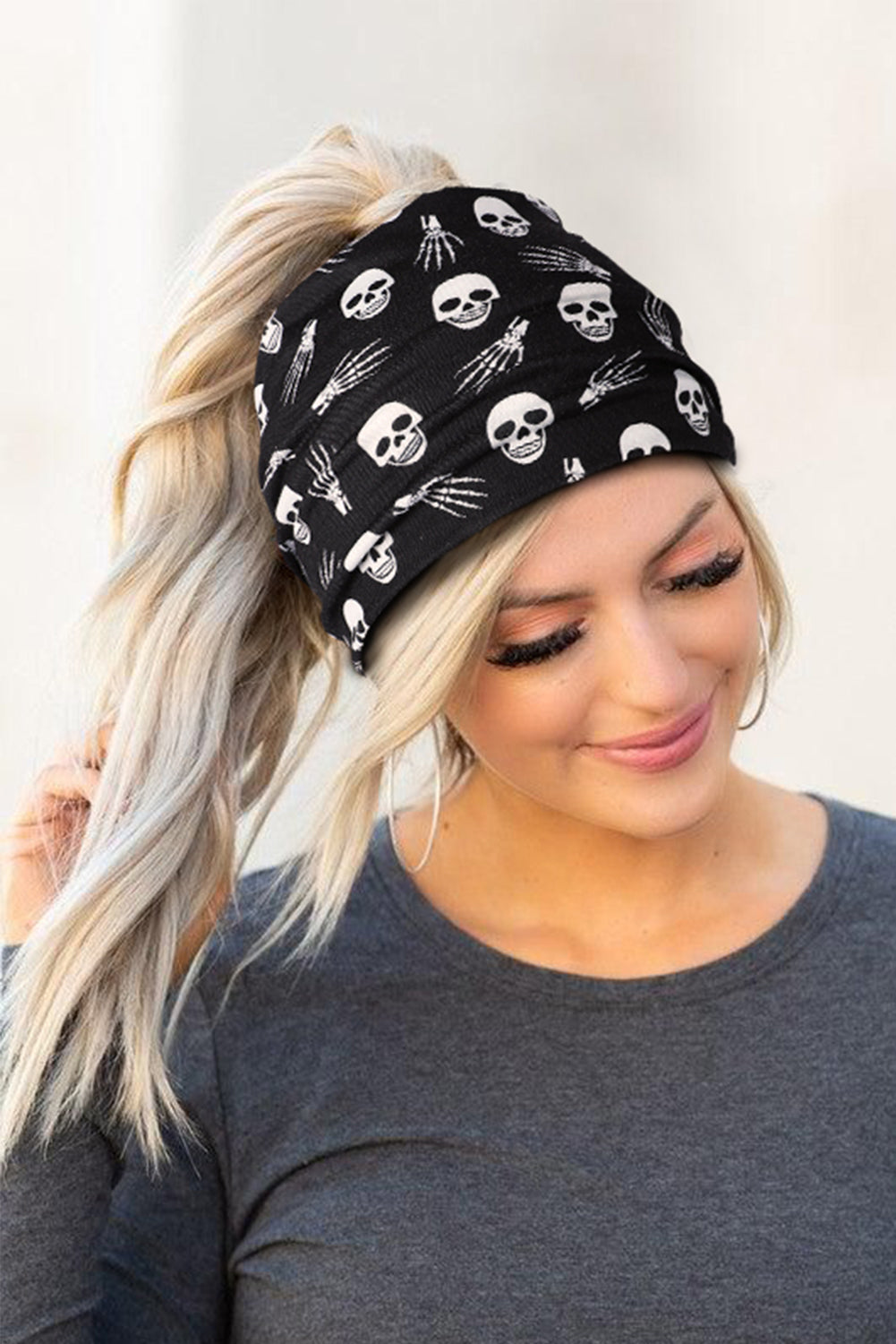 Diadema con lazo estampado con tema de Halloween naranja pomelo 