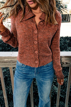 Turn Down Collar Buttoned Knit Cardigan