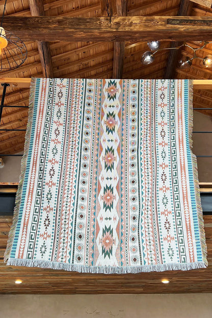 Western Pattern Tasseled Large Blanket