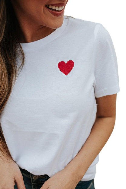 Camiseta con bordado de patrón de corazón de San Valentín