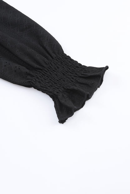 Chemisier à manches courtes et col en V avec bordure en dentelle