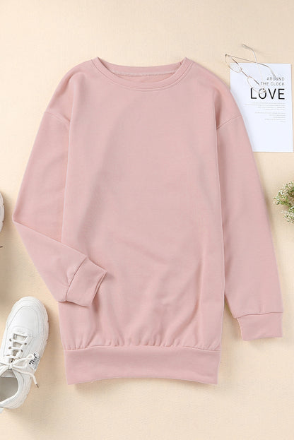 Crew Neck Slit Buttons Sweatshirt