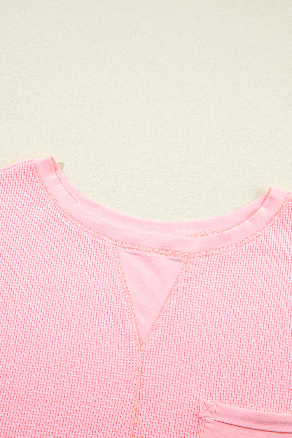 Ensemble t-shirt et short côtelé rose grande taille à coutures apparentes