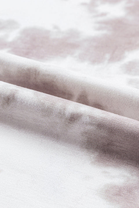 Top blanco de manga corta con cuello redondo y efecto tie-dye 