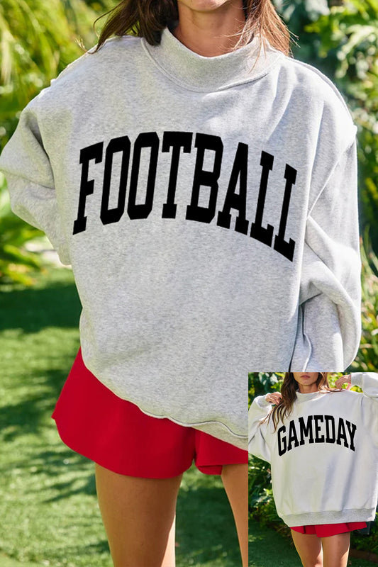 Light Grey FOOTBALL GAMEDAY Double Side Printed High Neck Reversible Sweatshirt