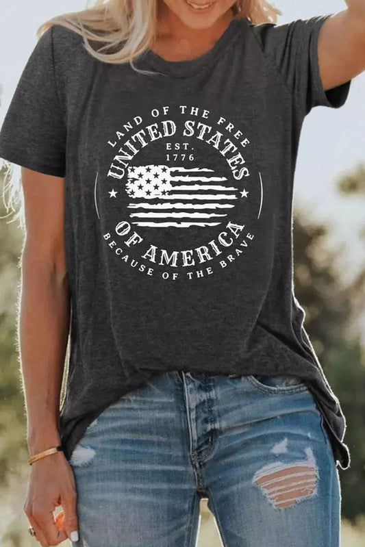 T-shirt à manches courtes avec imprimé graphique du drapeau des États-Unis d'Amérique