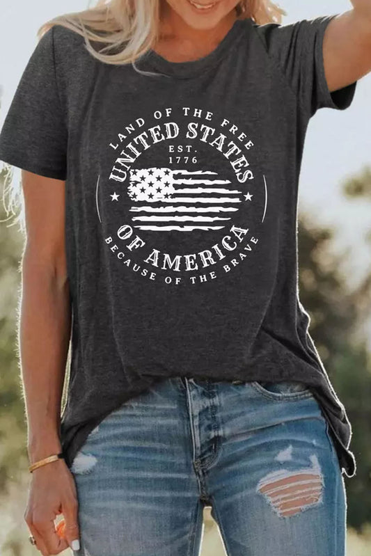 United States Of America Flag Graphic Print Short Sleeve T Shirt