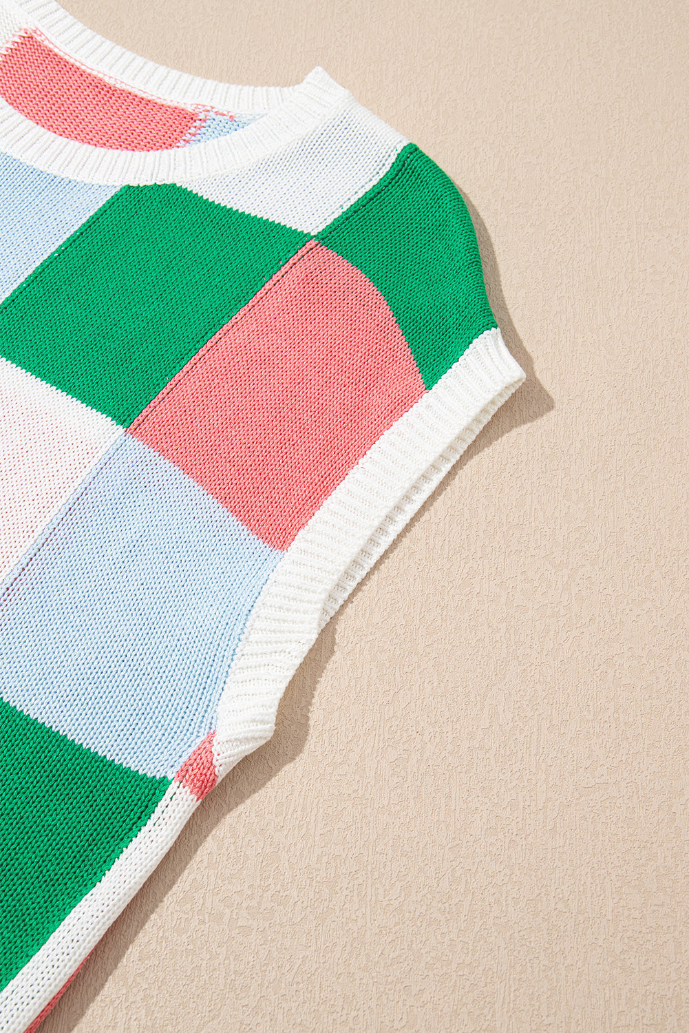 Pull à manches courtes et blocs de couleurs vert foncé