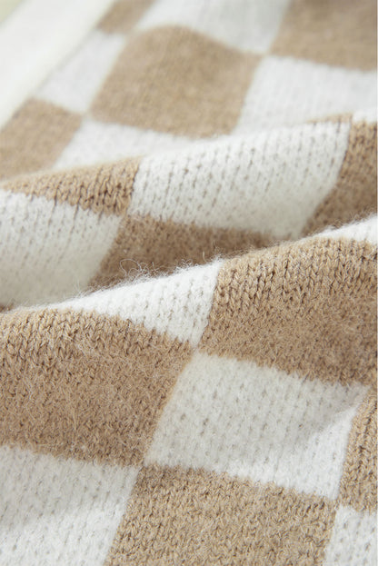 Cardigan ouvert en maille à rayures vichy gris fumé