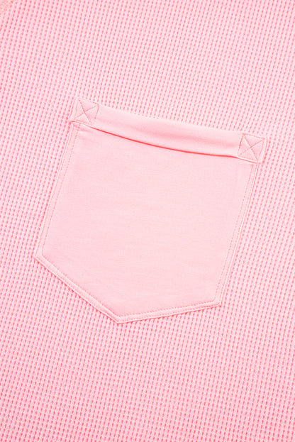 Ensemble t-shirt et short côtelé rose grande taille à coutures apparentes