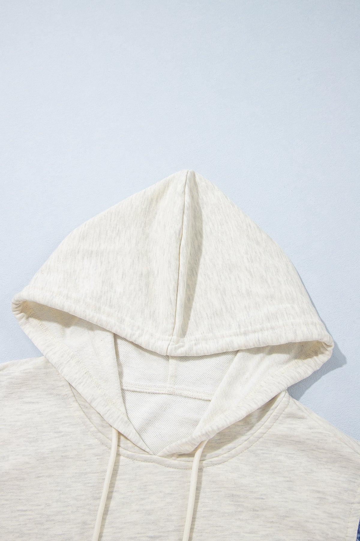 Light Grey Colorblock Denim Sleeve Tunic Pullover Hoodie