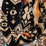 Black Western Aztec Half Zip Plush Sweatshirt