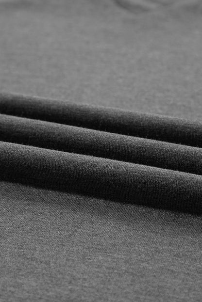 T-shirt gris carbone à manches pétales et col en V