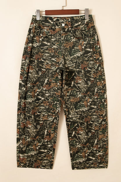 Multicolour Western Woodland Camouflage Straight Leg Shift Jeans