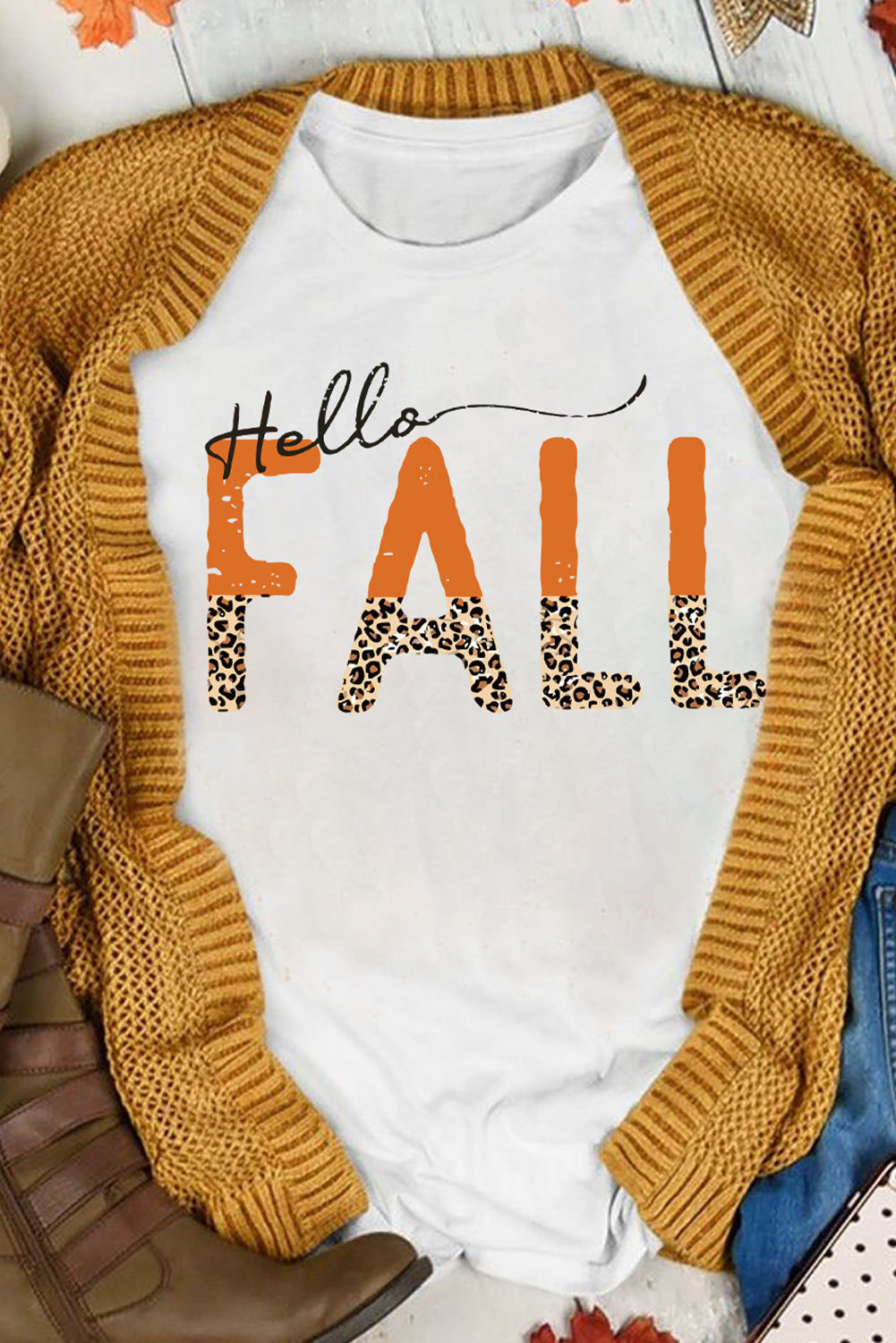 Camiseta Love Fall Y'all Pumkin Leopard