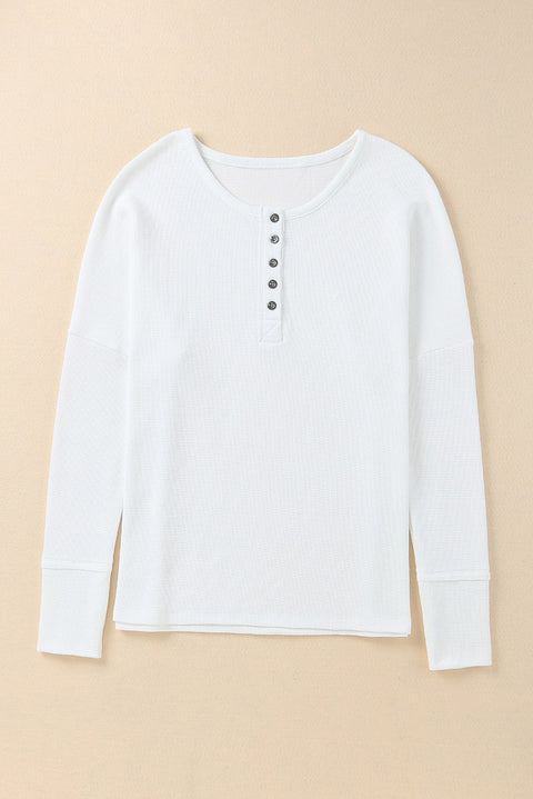 Waffle Knit Henley Top