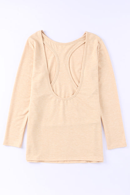 Top tejido de manga larga con espalda abierta