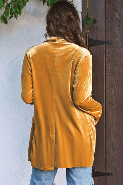 Blazer casual de terciopelo con bolsillos 