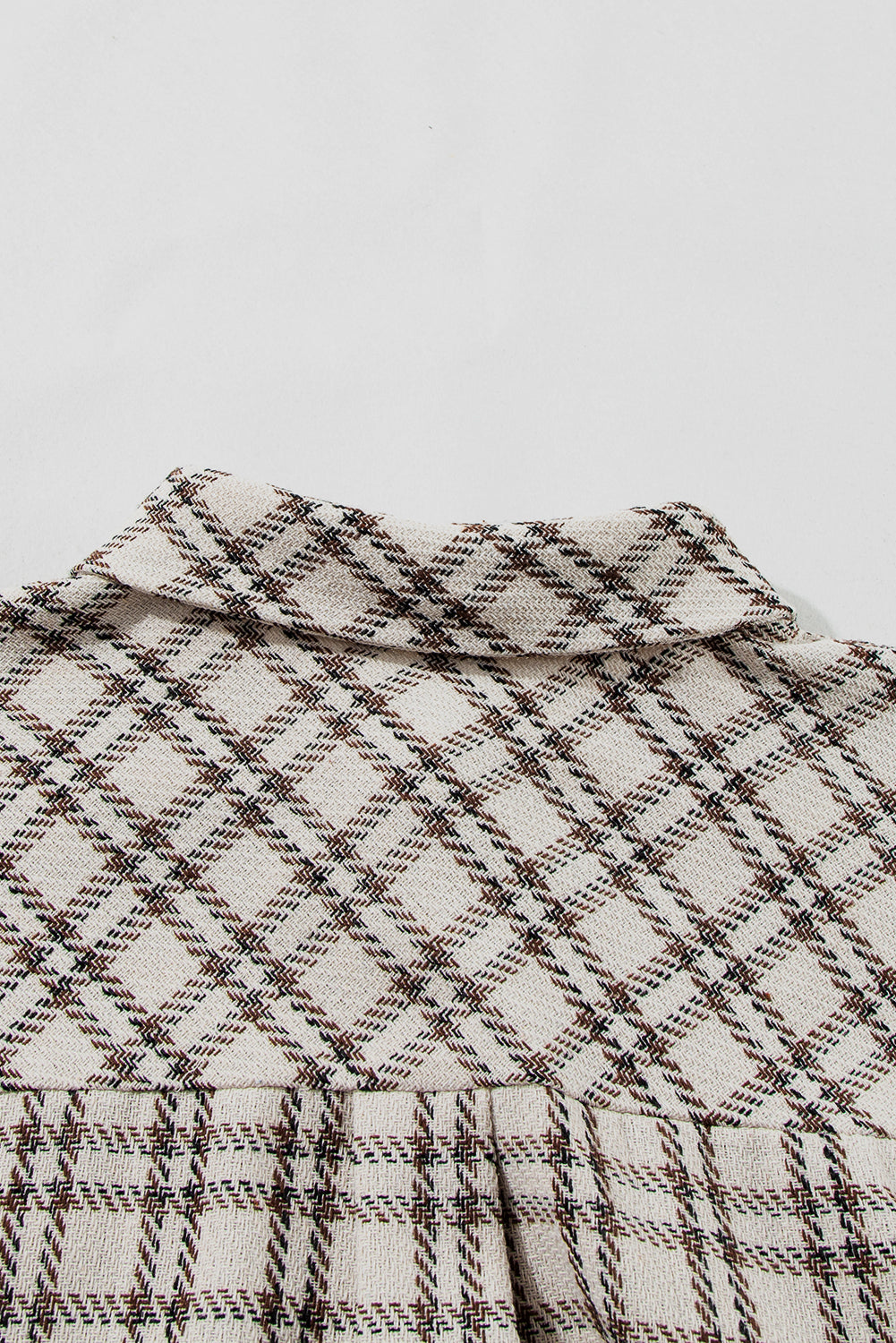 Robe chemise tunique boutonnée à carreaux à rayures blanches grande taille à ourlet brut