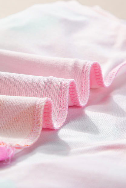 Haut à manches courtes et imprimé floral rose