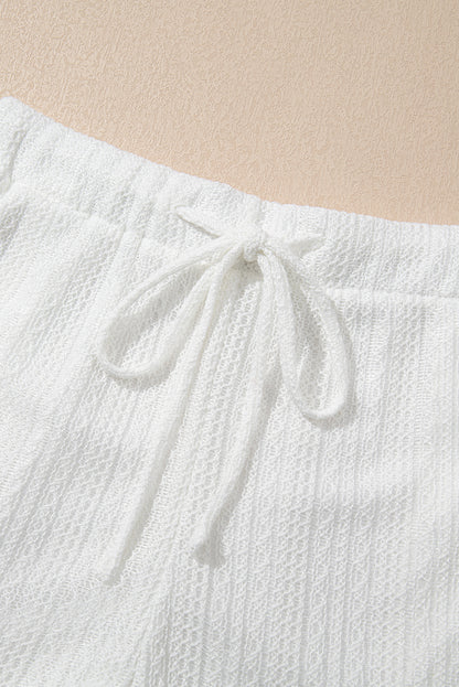 Ensemble débardeur en tricot texturé beige et short à cordon de serrage