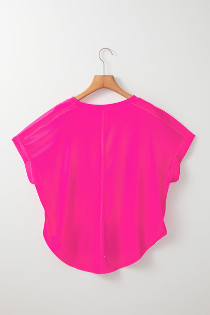 T-shirt ample à ourlet arrondi et colorblock vert