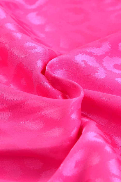 Vestido sin mangas con volantes y cintura anudada de leopardo de satén