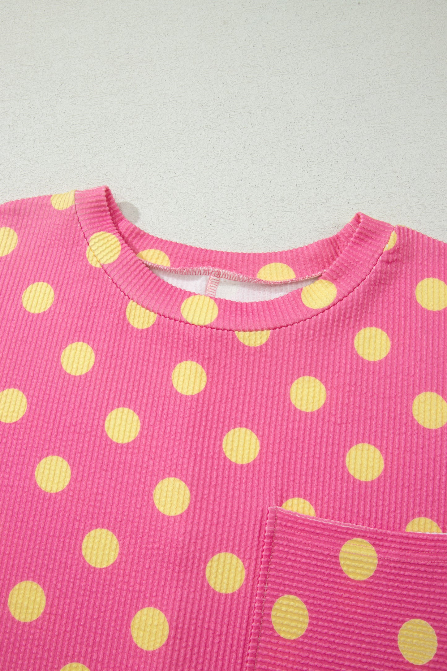 Sky Blue Twisted Rib Polka Dot Print Plus Size T Shirt