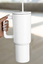 White Polished Leopard Emboss Straw Insert Thermal Tumbler 40oz