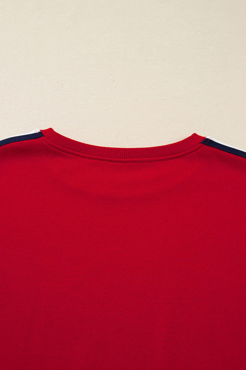 Fiery Red Contrast Striped Detail Varsity Sweatshirt