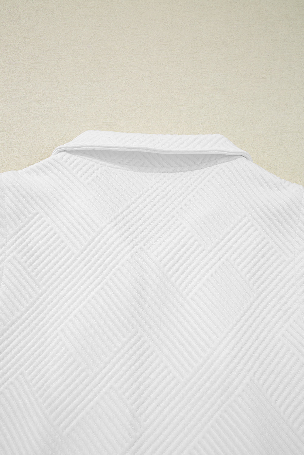 White Textured Half Zip Tank Top Drawstring Shorts Set