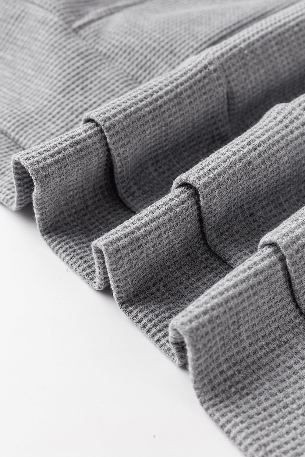 Sweat à capuche surdimensionné gris en tricot gaufré doublé polaire