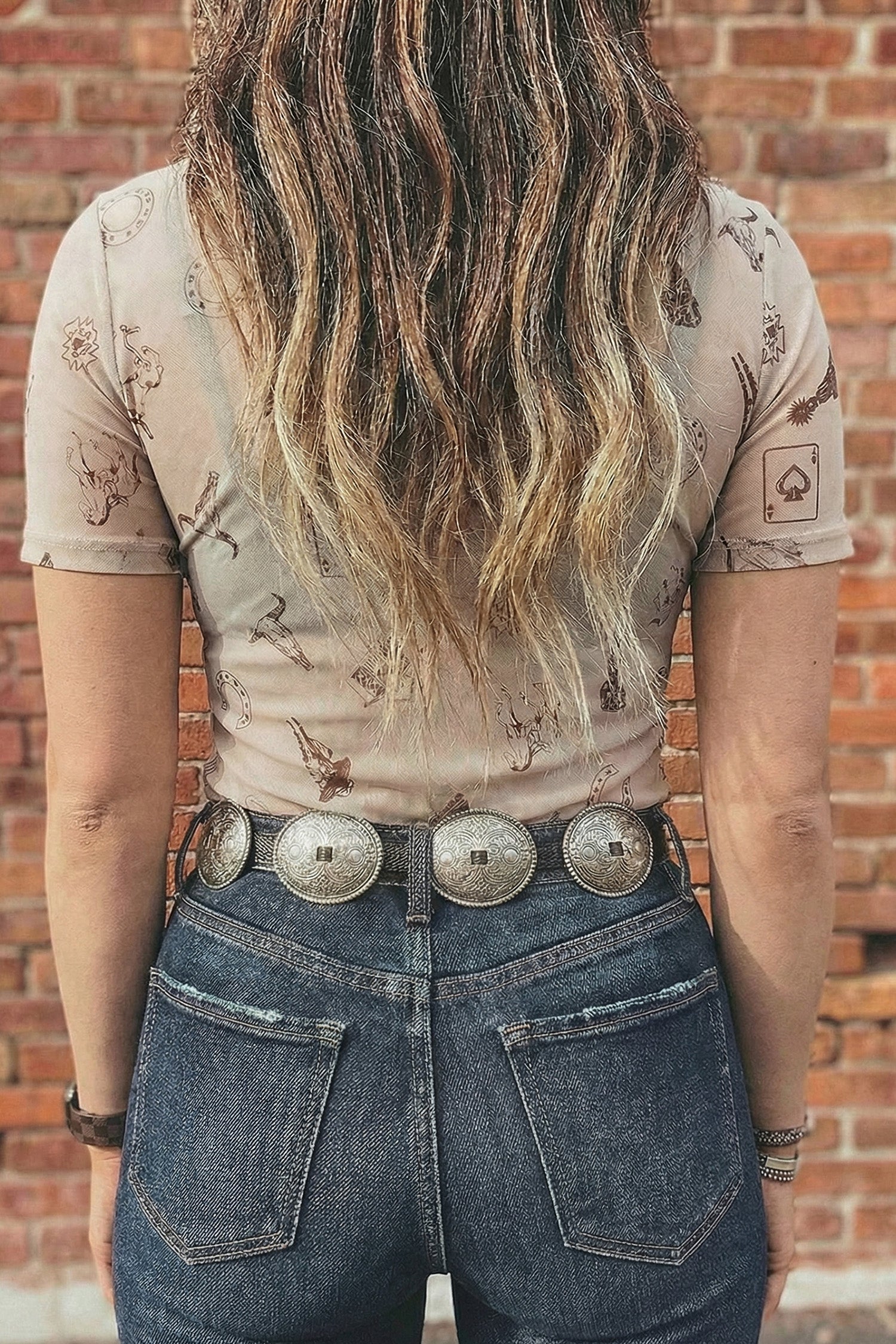 Oatmeal Leopard Printed Mesh Short Sleeve Top