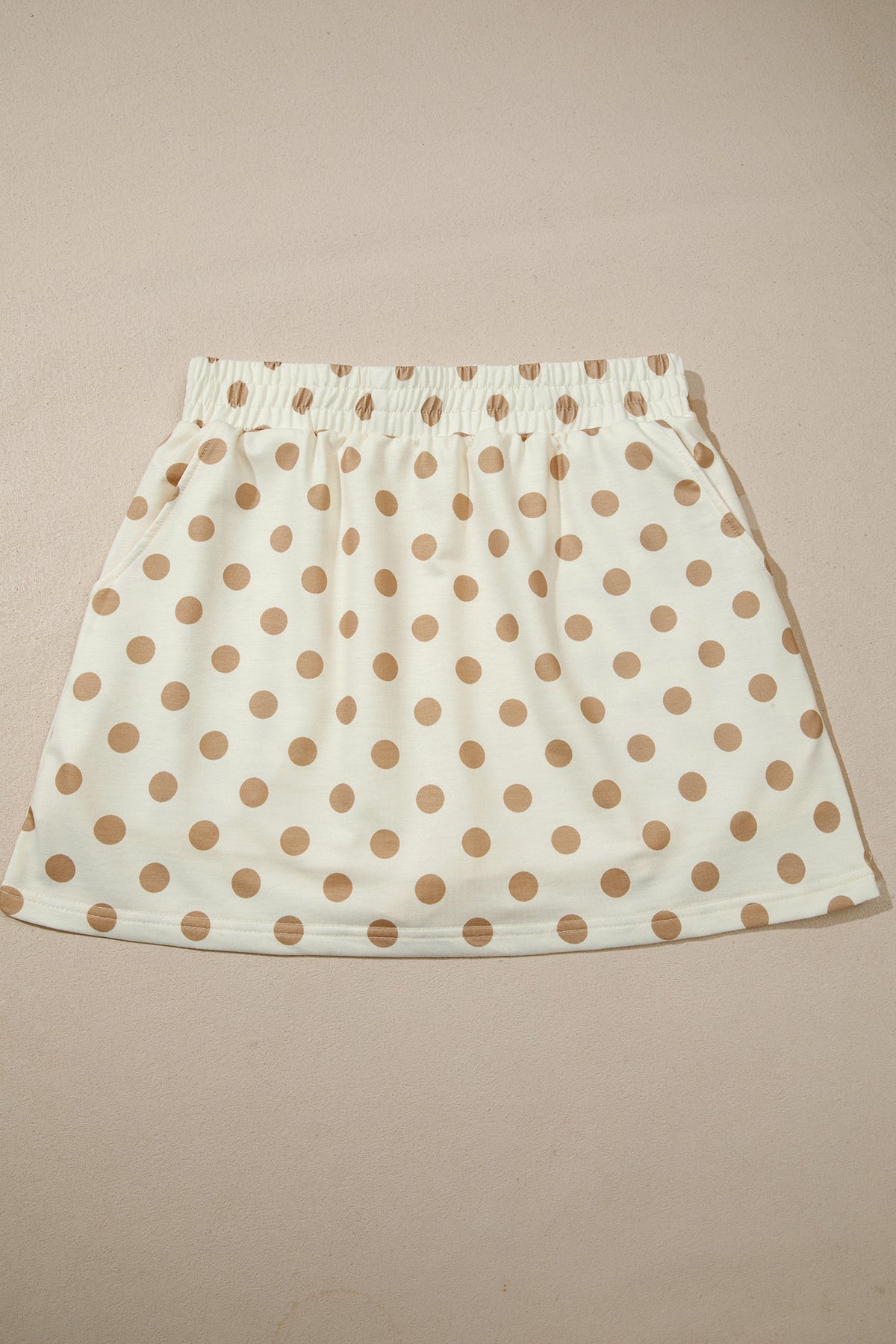 Khaki Polka Dot Hooded Long Sleeve Top Casual Mini Skort Set