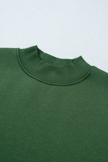 Evergreen Plaid Sleeve Colorblock Loose Tunic Sweatshirt