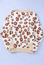 Plus Size Ribbed Hem Leopard Sweater